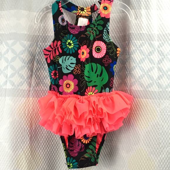 Cat & Jack Tropical Print Racer Back Swim Suit 18M - Picture 1 of 6